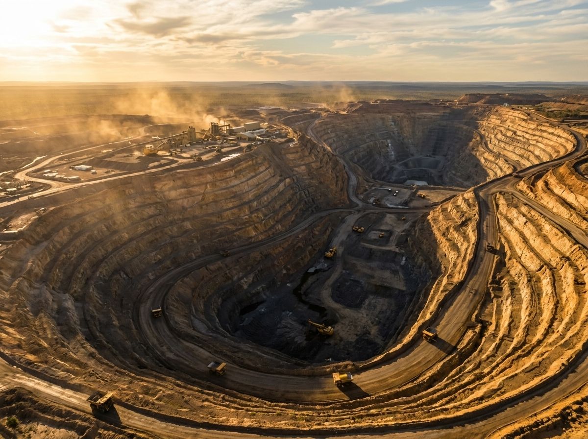 Aerial view of open pit mine